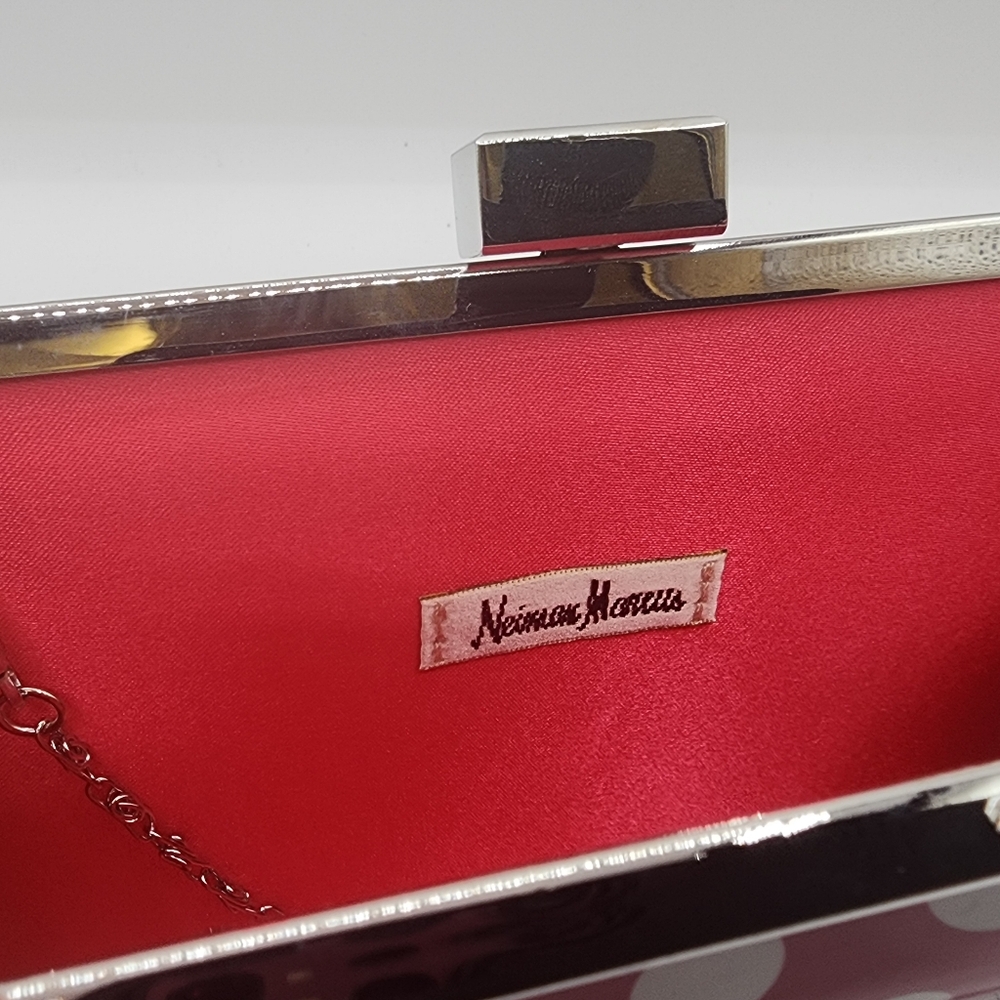 Neiman Marcus Clutch Pink & White Polka Dots NWOT - Picture 3 of 6